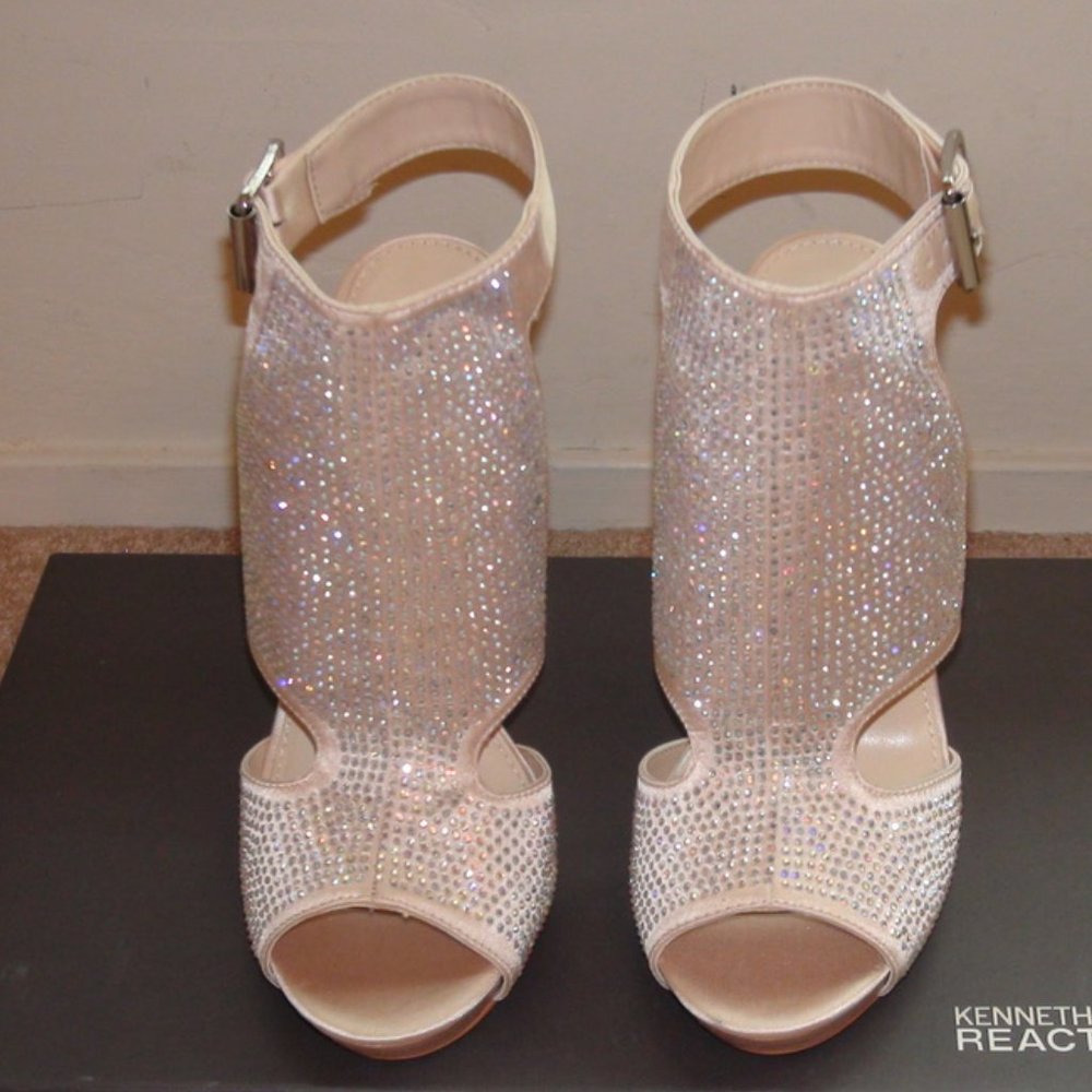 Carvela Kurt Geiger Glory Champagne Rhinestone Diamante Stiletto Sandals
